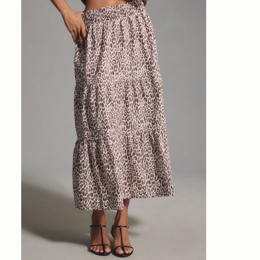 Anthropologie Leopard Print Maxi Somerset Skirt